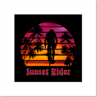 Cycling Sunset Rider Posters and Art